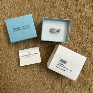 BRAND NEW W/TAG: TOUCHSTONE CRYSTAL BY SWAROVSKI Triple Glam Ring - Size 7